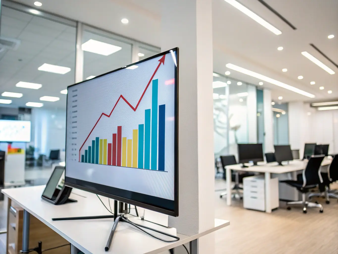 A visual representation of a business growth chart, showing upward trends and key performance indicators, symbolizing measurable results and strategic progress.